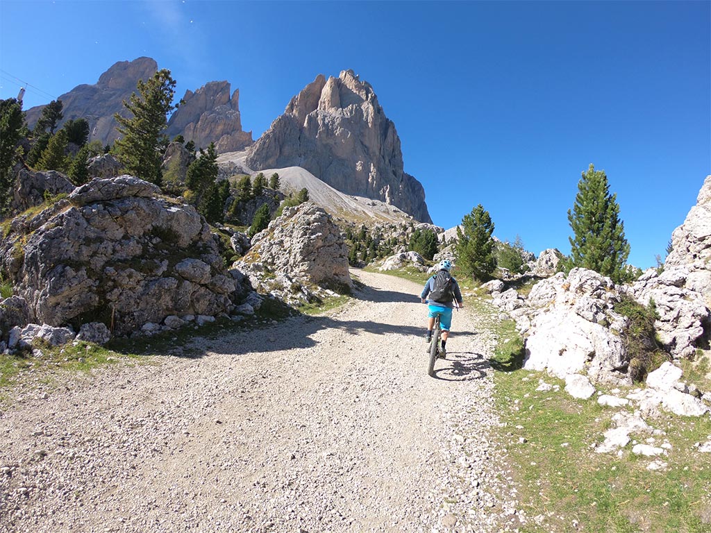 Mountain bike tour at the foot of the Sassolungo