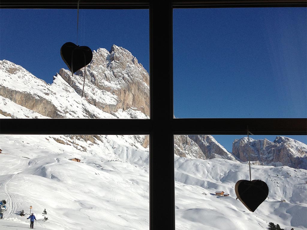 View from the alpine hut - Seceda in winter